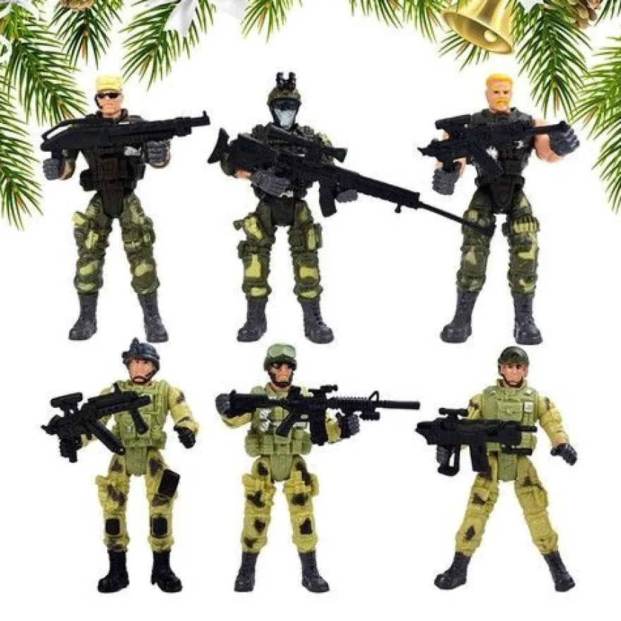 6PCS Soldaten Modell Spielzeug Set Action Figuren Gemeinsam Bewegliche Soldaten
