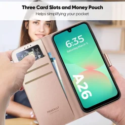 Peakally Handyhülle für Samsung Galaxy A26 5G, Rosa - Inkl. Panzerglas