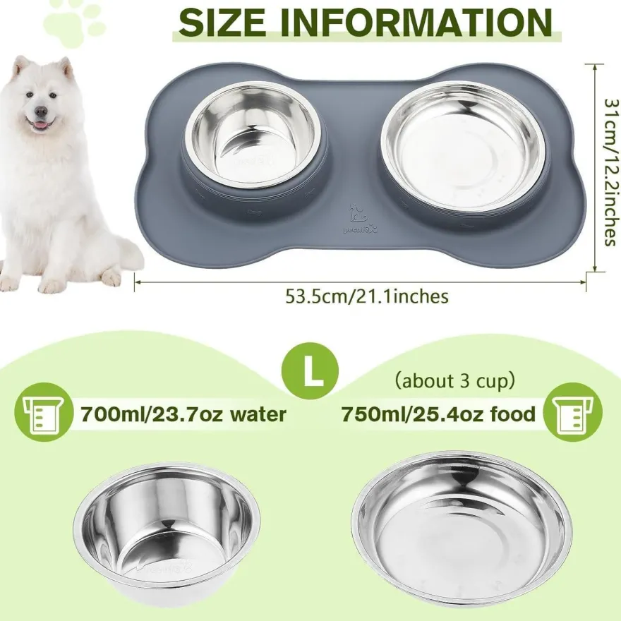 pecute 3-in-1 Hundenapf für mittelgroße Hunde und Katzen, Doppelschüssel-Set