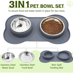pecute 3-in-1 Hundenapf für mittelgroße Hunde und Katzen, Doppelschüssel-Set