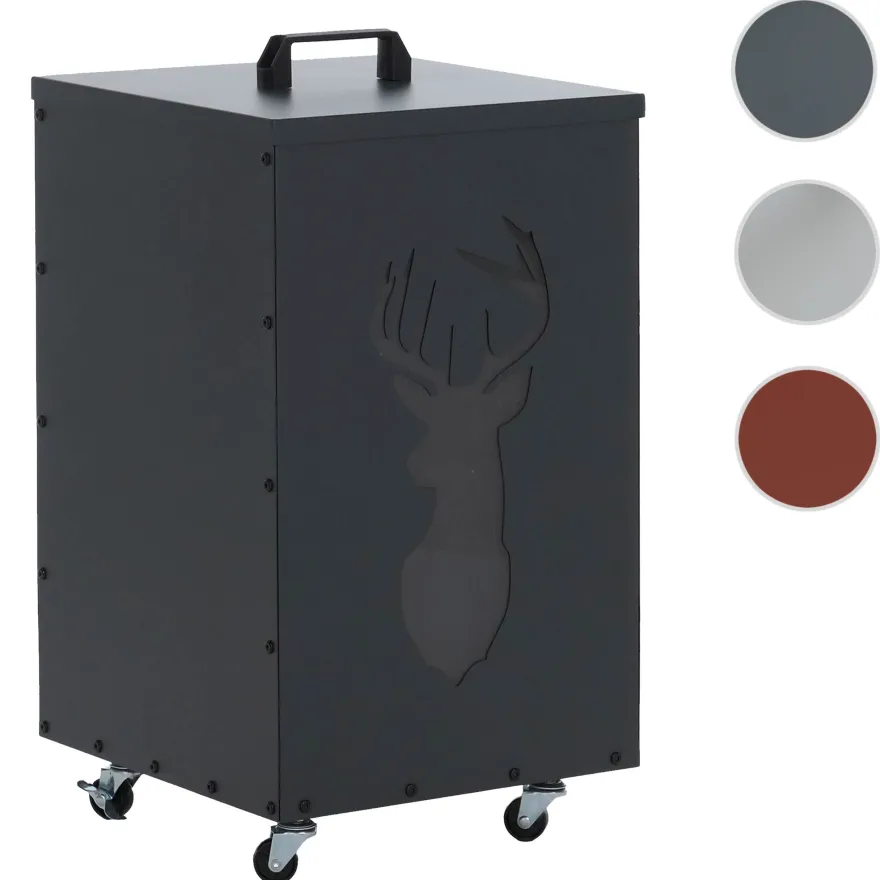 Pelletbehälter HWC-Q30 Hirsch, Pelletbox für z.B. Tierfutter, Rollen Füße 65x36x36cm