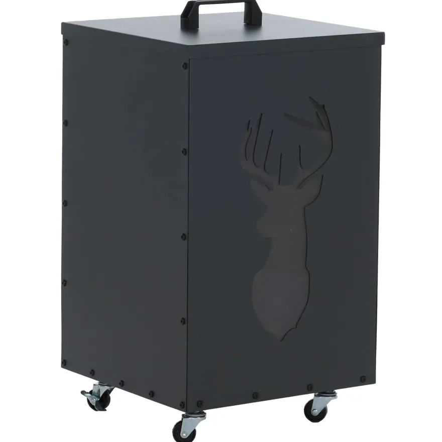 Pelletbehälter HWC-Q30 Hirsch, Pelletbox für z.B. Tierfutter, Rollen Füße 65x36x36cm
