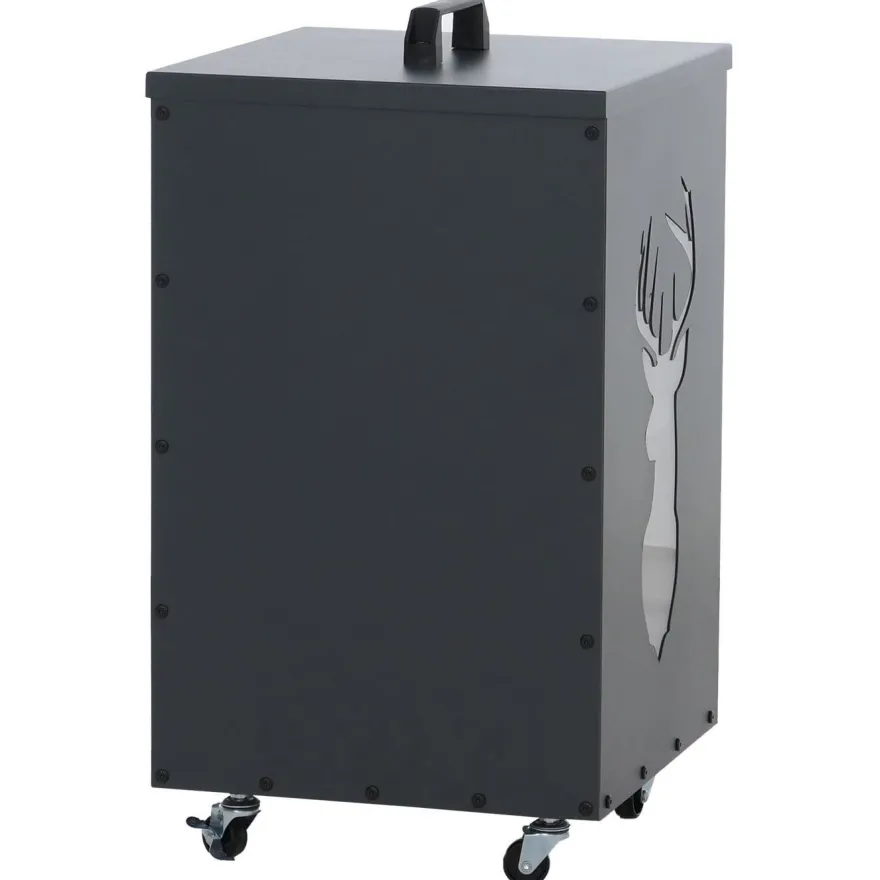 Pelletbehälter HWC-Q30 Hirsch, Pelletbox für z.B. Tierfutter, Rollen Füße 65x36x36cm