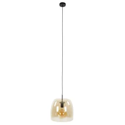 Pendelleuchte - 35 x 35 x 150 cm - Amberfarbenes Glas / Smoke grey Glas / Kupferfarbe