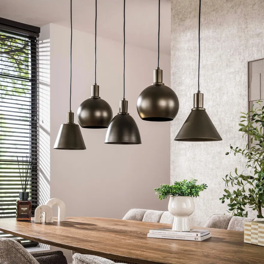 Pendelleuchte - 118 x 20 x 150 cm - Beige / Sienna braun