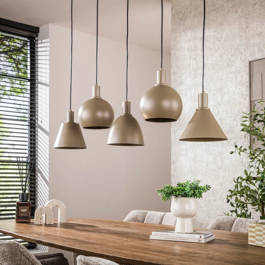 Pendelleuchte - 118 x 20 x 150 cm - Beige / Sienna braun