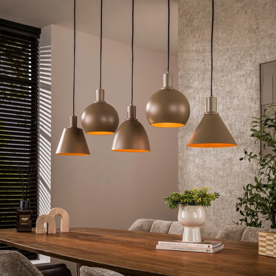 Pendelleuchte - 118 x 20 x 150 cm - Beige / Sienna braun