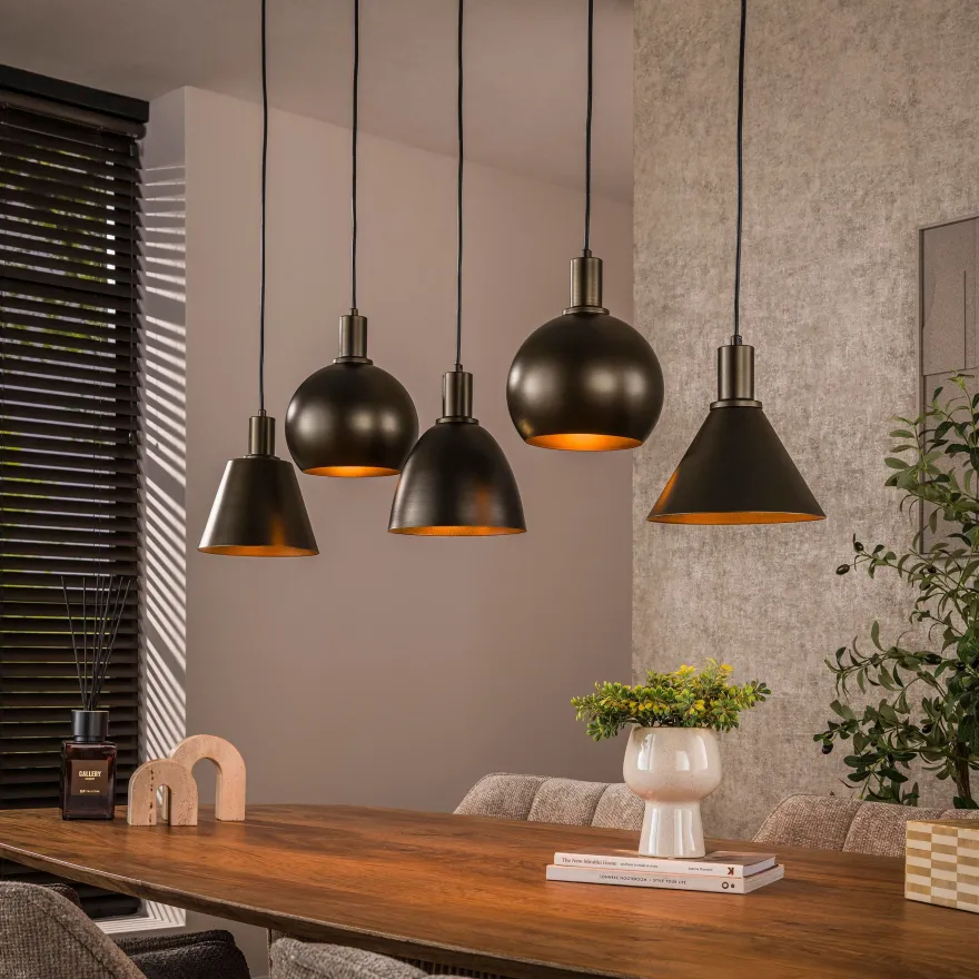 Pendelleuchte - 118 x 20 x 150 cm - Beige / Sienna braun
