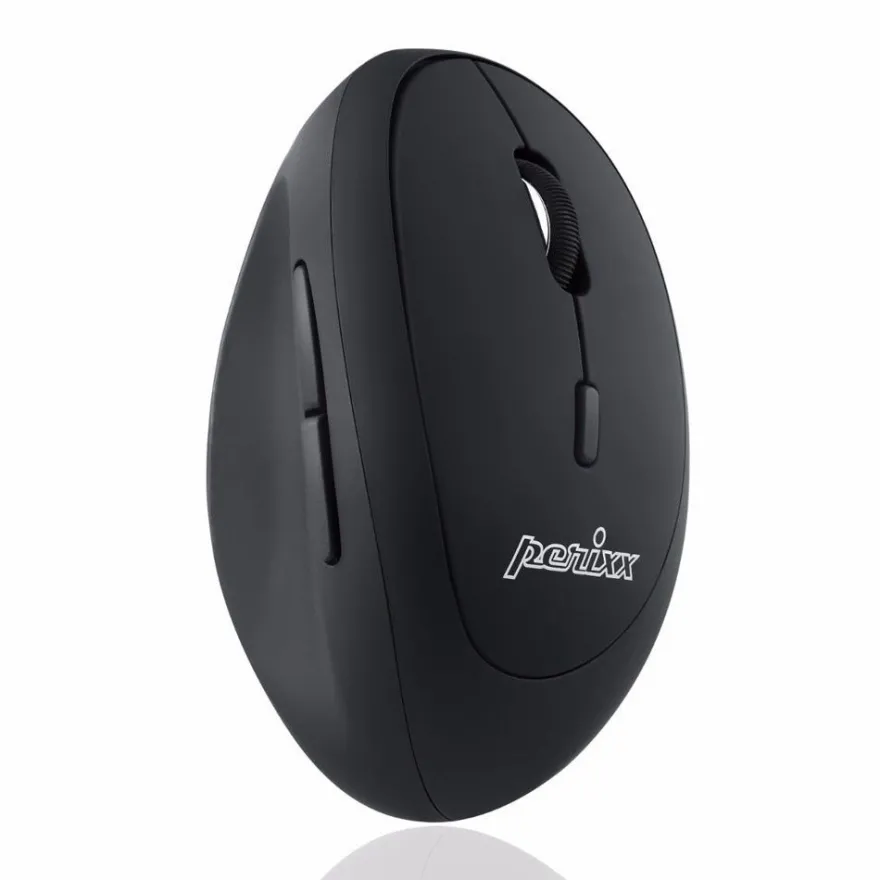 Perixx Perimice-719, Kleine ergonomische Maus, schnurlos, schwarz, schwarz