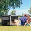 Petsfit Faltbare Hundebox für Zuhause und Auto, Stoffbezug, 91x61x59 cm, Grau
