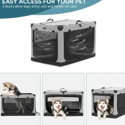 Petsfit Faltbare Hundebox für Zuhause und Auto, Stoffbezug, 91x61x59 cm, Grau