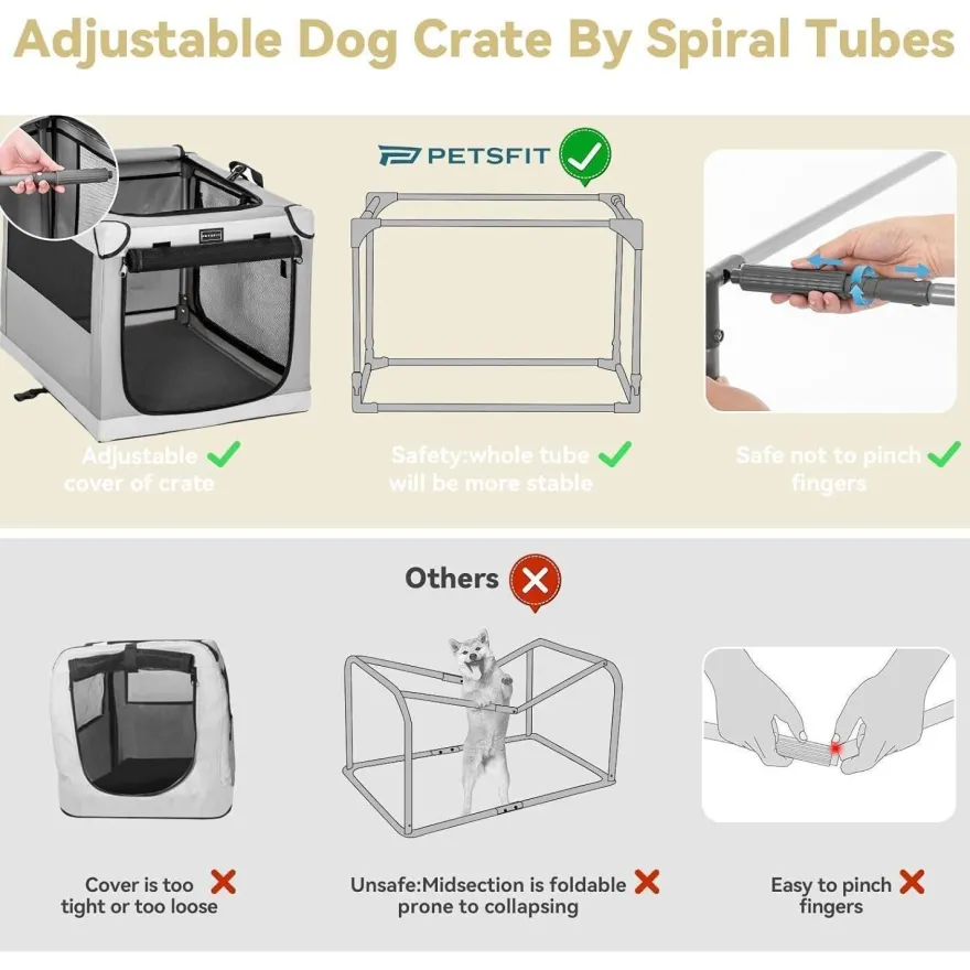 Petsfit Faltbare Hundebox für Zuhause & Auto, Transportbox für mittlere bis