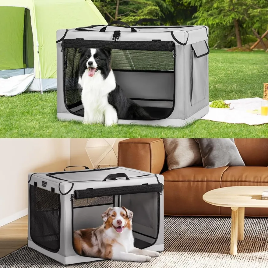 Petsfit Faltbare Hundebox für Zuhause & Auto, Transportbox für mittlere bis