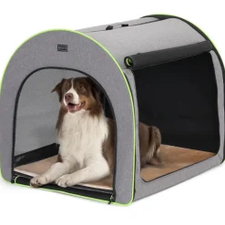 Petsfit Faltbare Hundebox für mittelgroße Hunde, Transportbox mit Plüschkissen