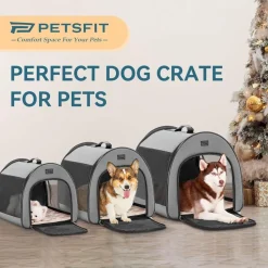 Petsfit Faltbare Hundebox M Grau - Tragbar, Atmungsaktiv & Bequem mit