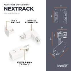 3-Phasen-Schienenset Nextrack - Schienensystem Komplett-Set mit 8x GU10 Lampe Weiß