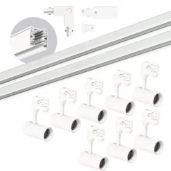 3-Phasen-Schienenset Nextrack - Schienensystem Komplett-Set mit 8x GU10 Lampe Weiß