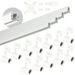 3-Phasen-Schienenset Nextrack - Schienensystem Komplett-Set mit 12x GU10 Lampe Weiß
