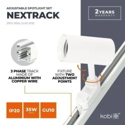3-Phasen-Schienenset Nextrack - Schienensystem Komplett-Set mit 12x GU10 Lampe Weiß