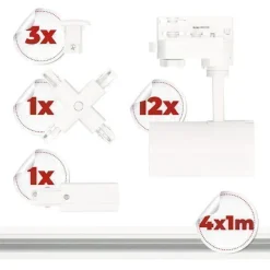3-Phasen-Schienenset Nextrack - Schienensystem Komplett-Set mit 12x GU10 Lampe Weiß