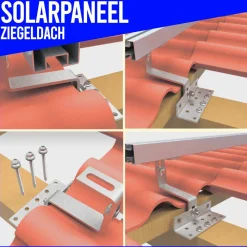 Photovoltaik Solarpanel Halterung 2X Montage Set Ziegeldach Befestigung PV 35mm