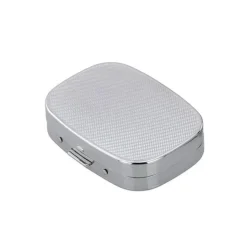 Pillendose 6.5 x 4.5 cm Tablettenbox Pillenbox eckig 3 Fächer Metall verchromt