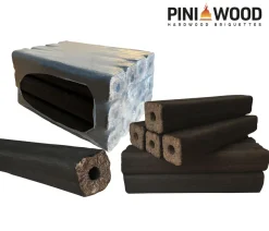 PINI Kay Eichenholzbriketts 23 cm lang viereckig mit Zugloch 15 kg Hartholzbriketts