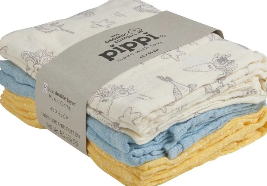 Pippi Babywear Kinder Windeln Organic cloth Muslin (6-pack)