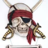 Piratenkopf mit Schild lebensgroß 110cm für draußen aus Polyresin