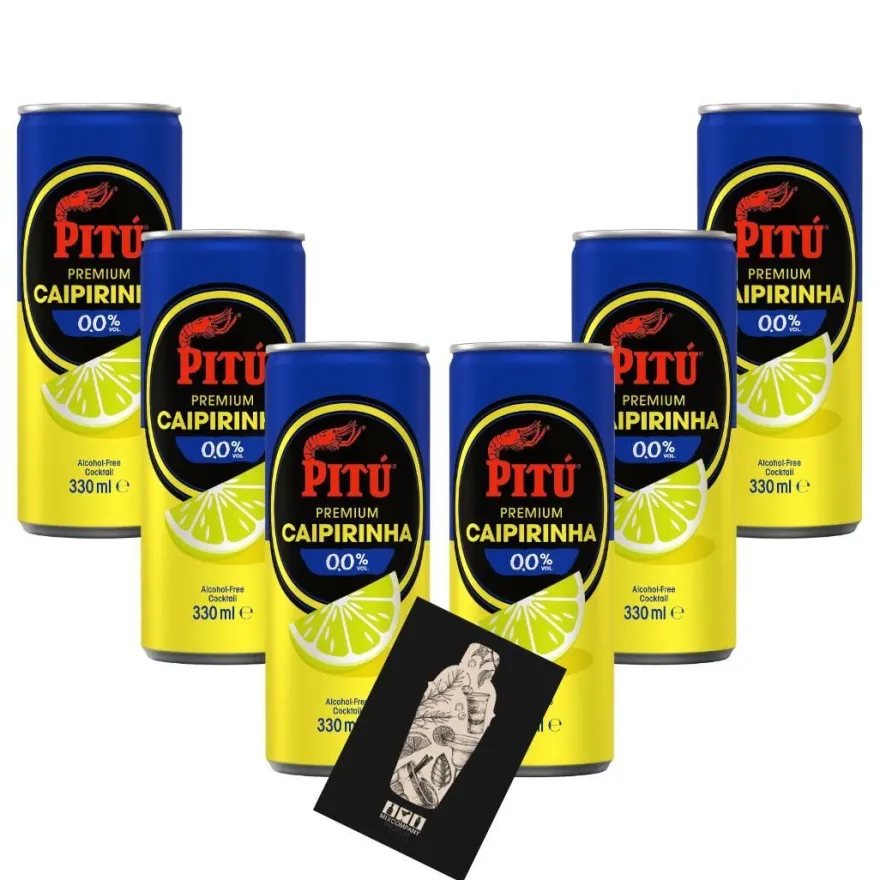 PITU Caipirinha 0,0% Vol - Alkoholfreier Cocktail - 6 x 330 ml Dose- inkl. Pfand EINW