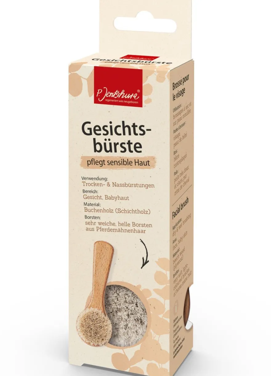 P. Jentschura Gesichtsbürste, Buchenholz, Naturborsten, Trocken- & Nass, Baby Massage