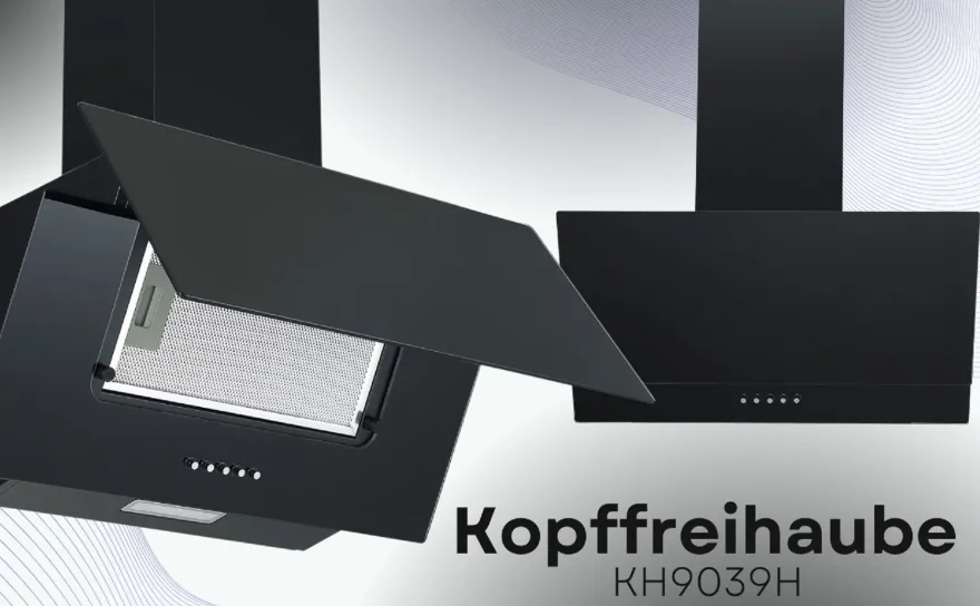 PKM Kopffreihaube KH9039H Glas moderne Dunstabzugshaube schwarz 60cm