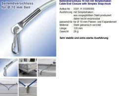Planenseil 10 mm Seil silber Seilendverschluss mit oder ohne Simplexhaken