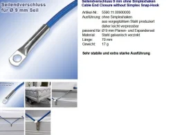 Planenseil 9 mm Seil silber Seilendverschluss mit oder ohne Simplexhaken