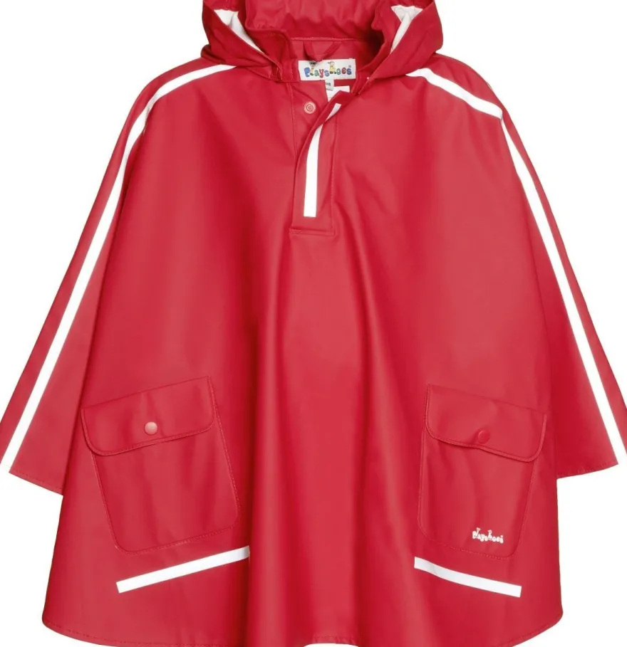 Playshoes Kinder Regenjacke Regen-Cape langer Rücken Rot