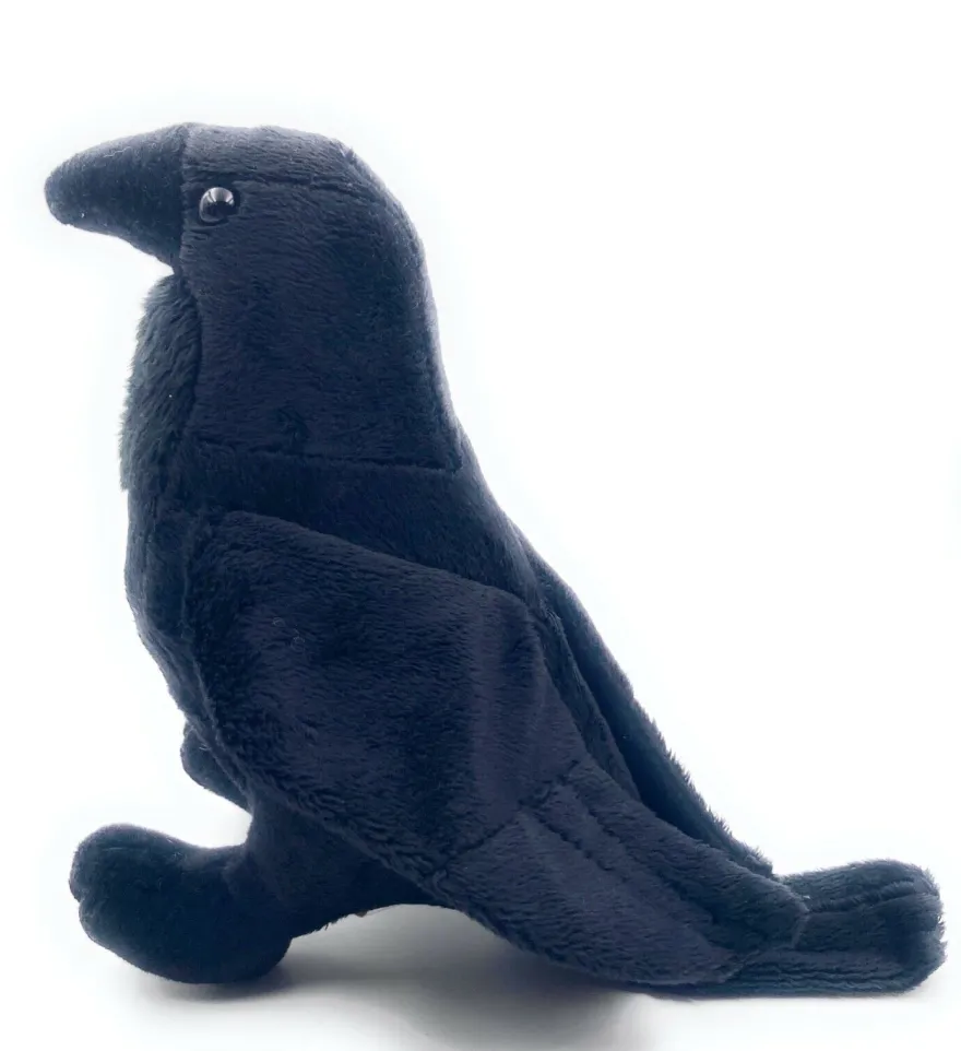 Plüschtier Kuscheltier Stoff Tier Rabe Krähe schwarz stehend 16 cm (Gr. 16)