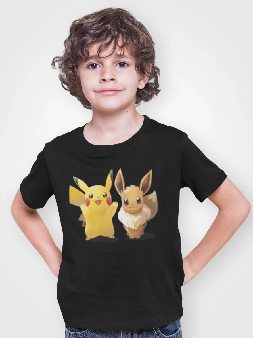 Pokemon Evoli Pikachu Pika Bio Kinder T-Shirt Jungen Comic Shirt Kids Anime