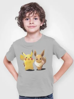 Pokemon Evoli Pikachu Pika Bio Kinder T-Shirt Jungen Comic Shirt Kids Anime