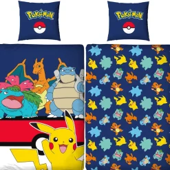 Pokemon Wende-Bettwäsche Pikachu 135x200cm + 80x80cm 100% Baumwolle Renforcé-Linon