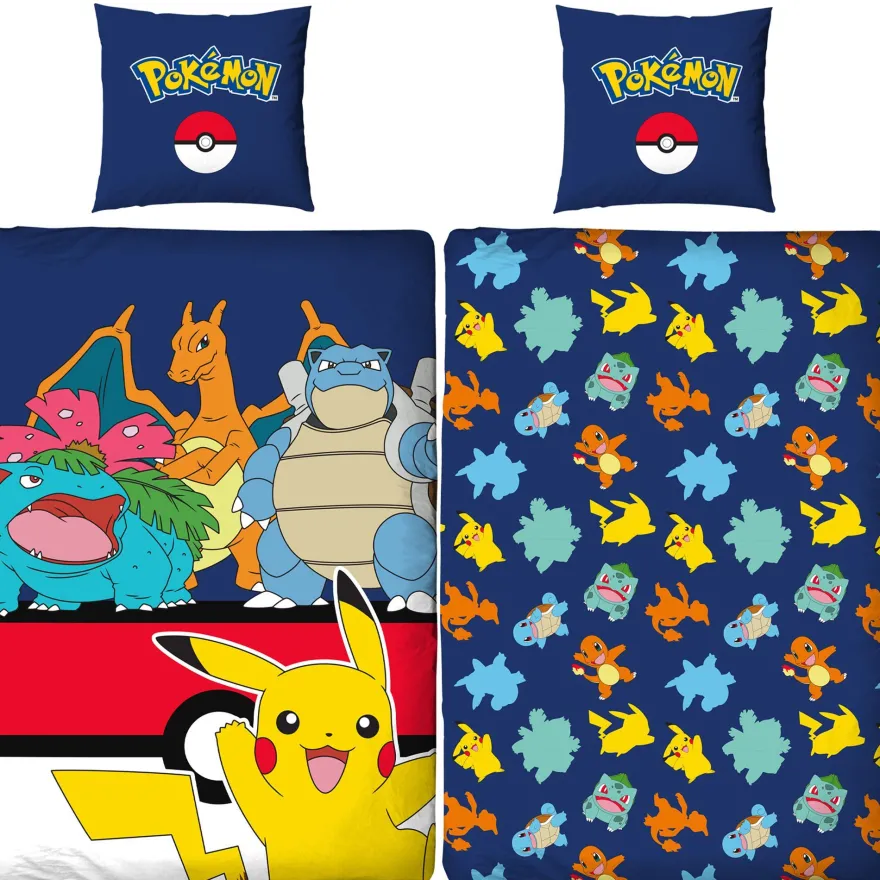 Pokemon Wende-Bettwäsche Pikachu 135x200cm + 80x80cm 100% Baumwolle Renforcé-Linon