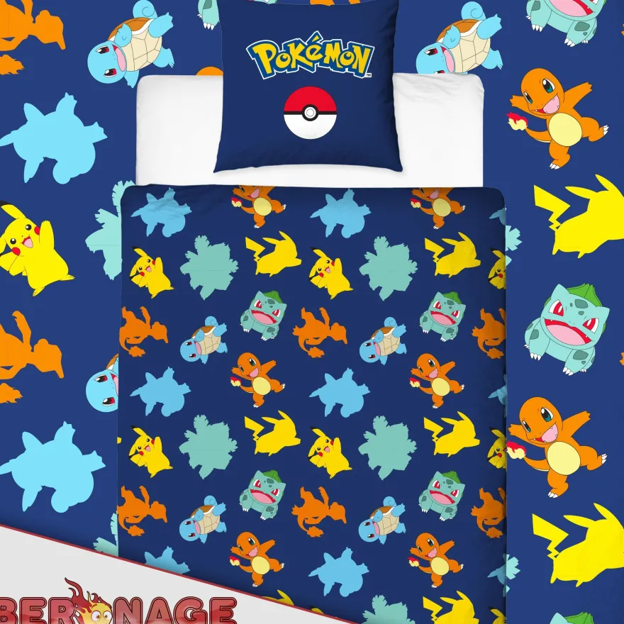 Pokemon Wende-Bettwäsche Pikachu 135x200cm + 80x80cm 100% Baumwolle Renforcé-Linon