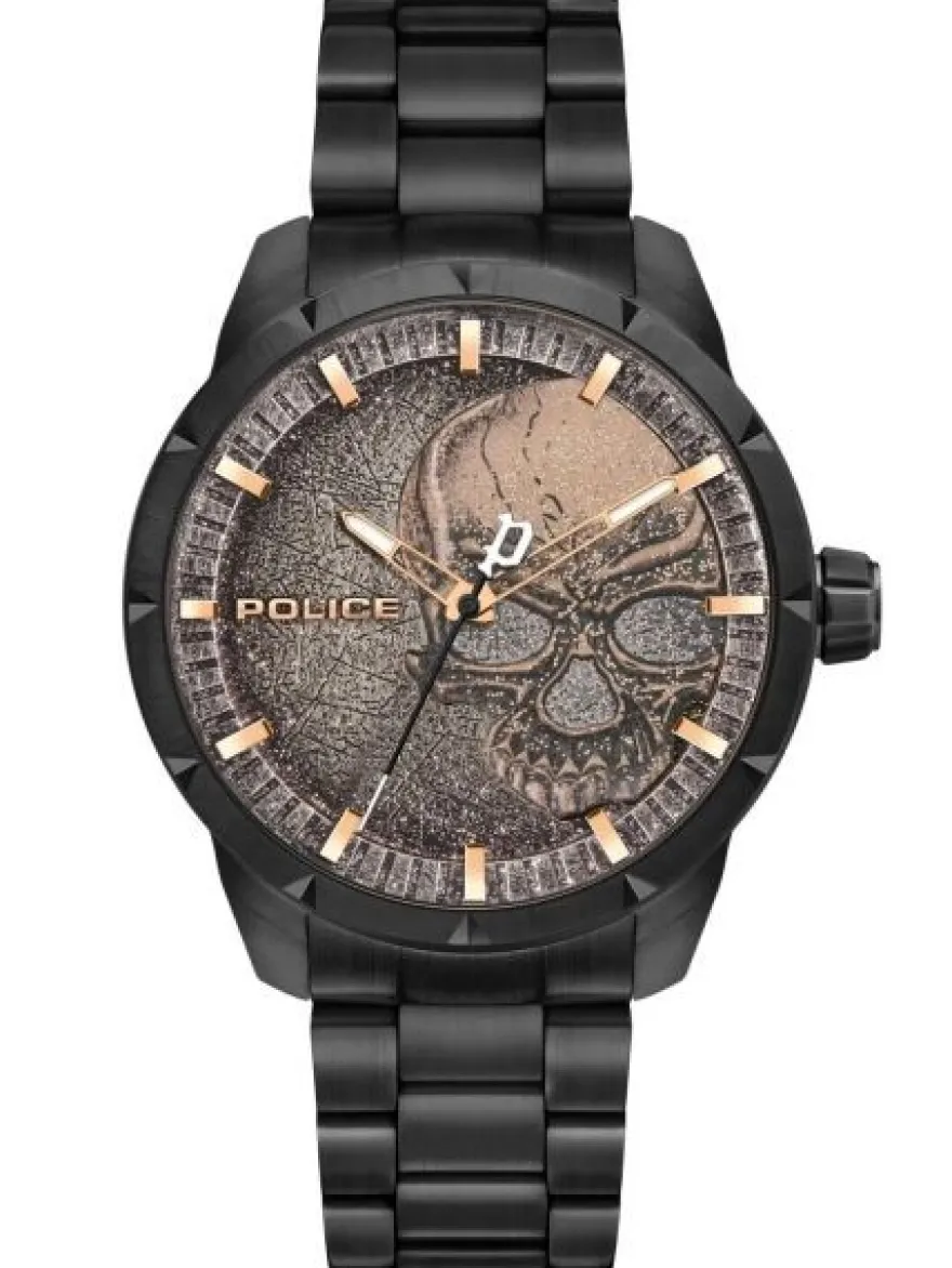 Police PL.15715JSB/02M Herren Uhr Herrenuhr Armbanduhr Quarz Edelstahl Schwarz