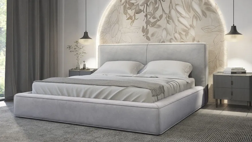 Polsterbett mit dicker Schaumstoff Morin, Doppelbett, Bettkasten Lattenrost Samtstoff