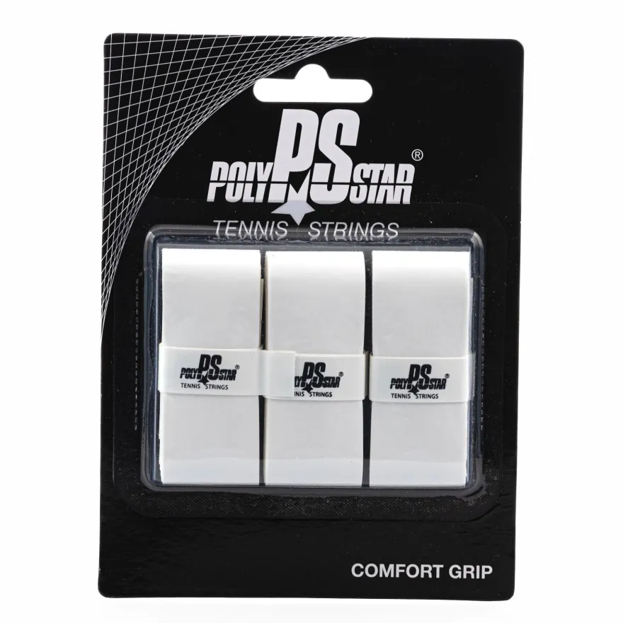 Poly Star Comfort Grip 12er Pack weiß Grips für Tennis Griffbänder