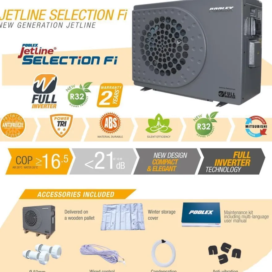 Poolex Jetline Pool Wärmepumpe Fi 9,5kW Full-Inverter 40-50m3 WIFI Salz kompatibel