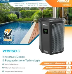 Poolex Jetline Pool Wärmepumpe Fi 9,5kW Full-Inverter 40-50m3 WIFI Salz kompatibel
