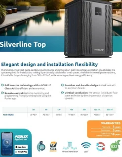 Poolex Silverline Top 20kW Vertical Poolheizung Wärmepumpe 400V