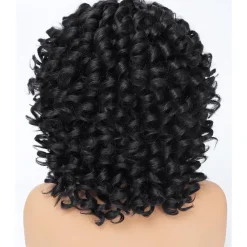Porsmeer Afro Perücke Damen Synthetik Kinky Curly mit Pony Natürliche Haar für
