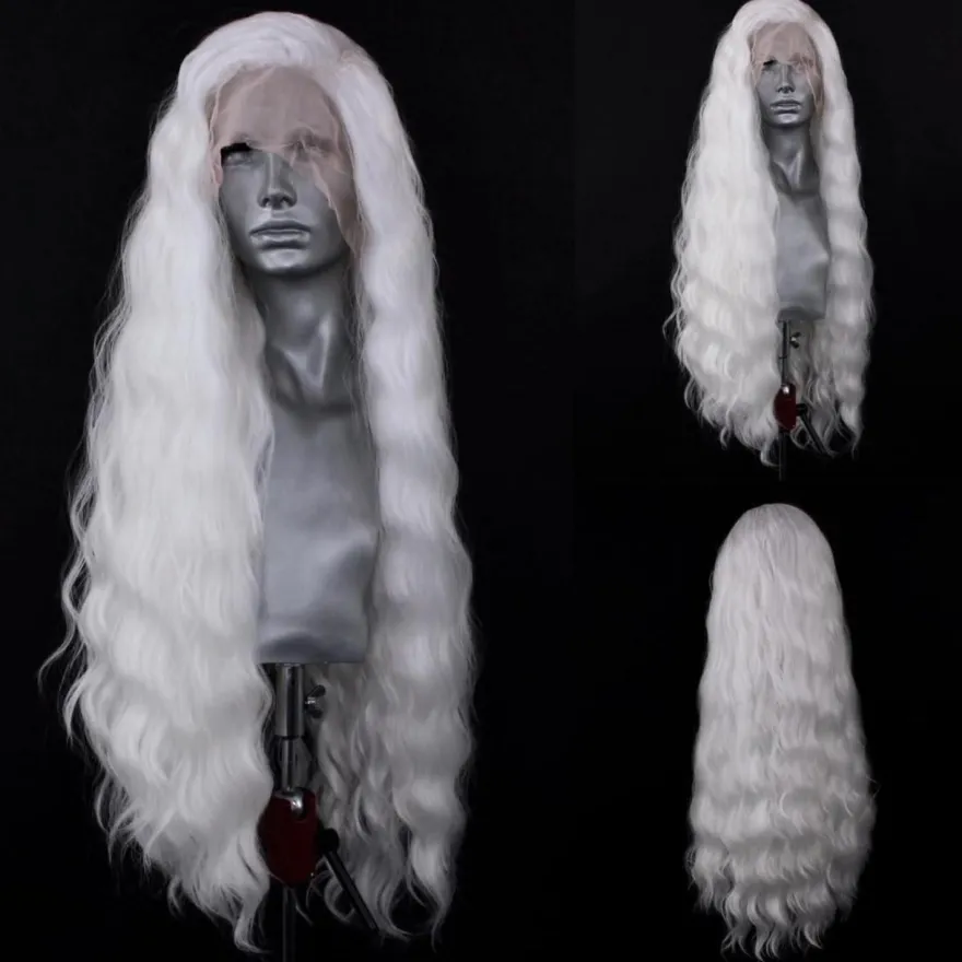 Porsmeer Lace Front Perücke Lang Lockig Gewellt für Damen, 13x4 Glueless Wig