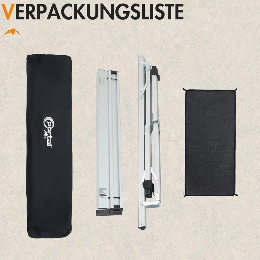 PORTAL Campingtisch Aluminium faltbar, höhenverstellbar, 108x71cm, belastbar
